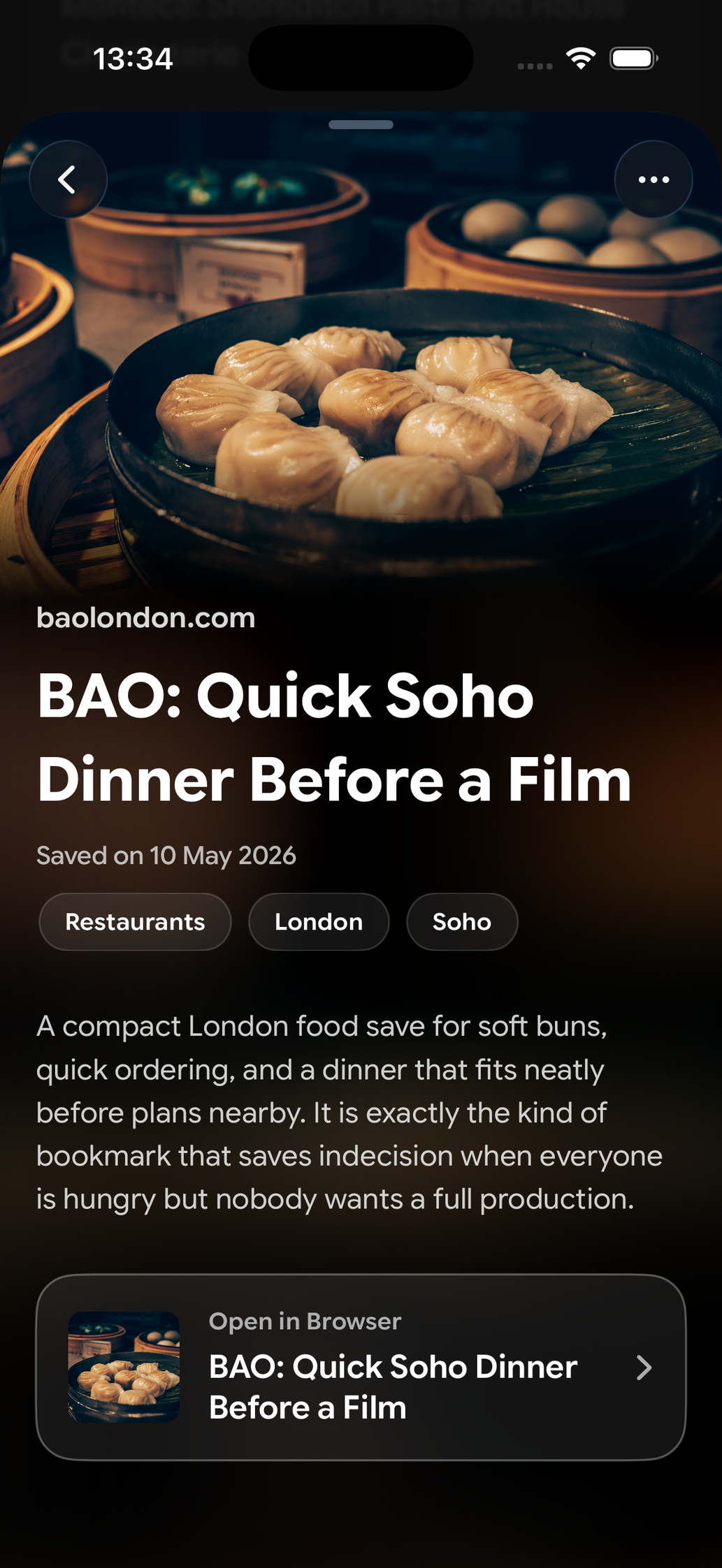 Read Later bookmark of BAO: Quick Soho Dinner Before a Film
