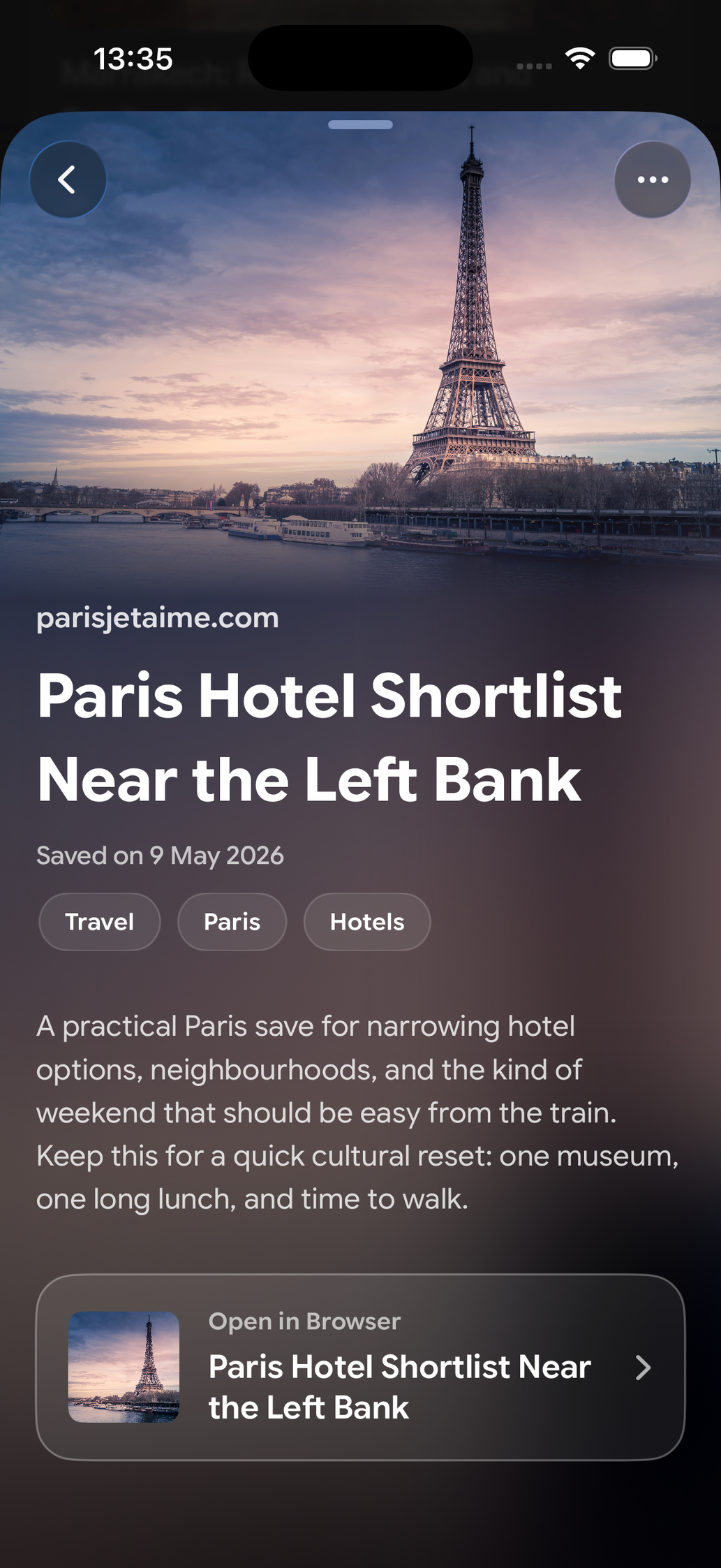 Read Later bookmark of Paris Hotel Shortlist Near the Left Bank