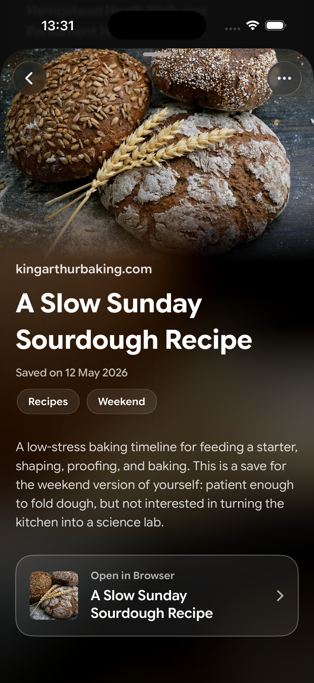 Read Later bookmark of A Slow Sunday Sourdough Recipe
