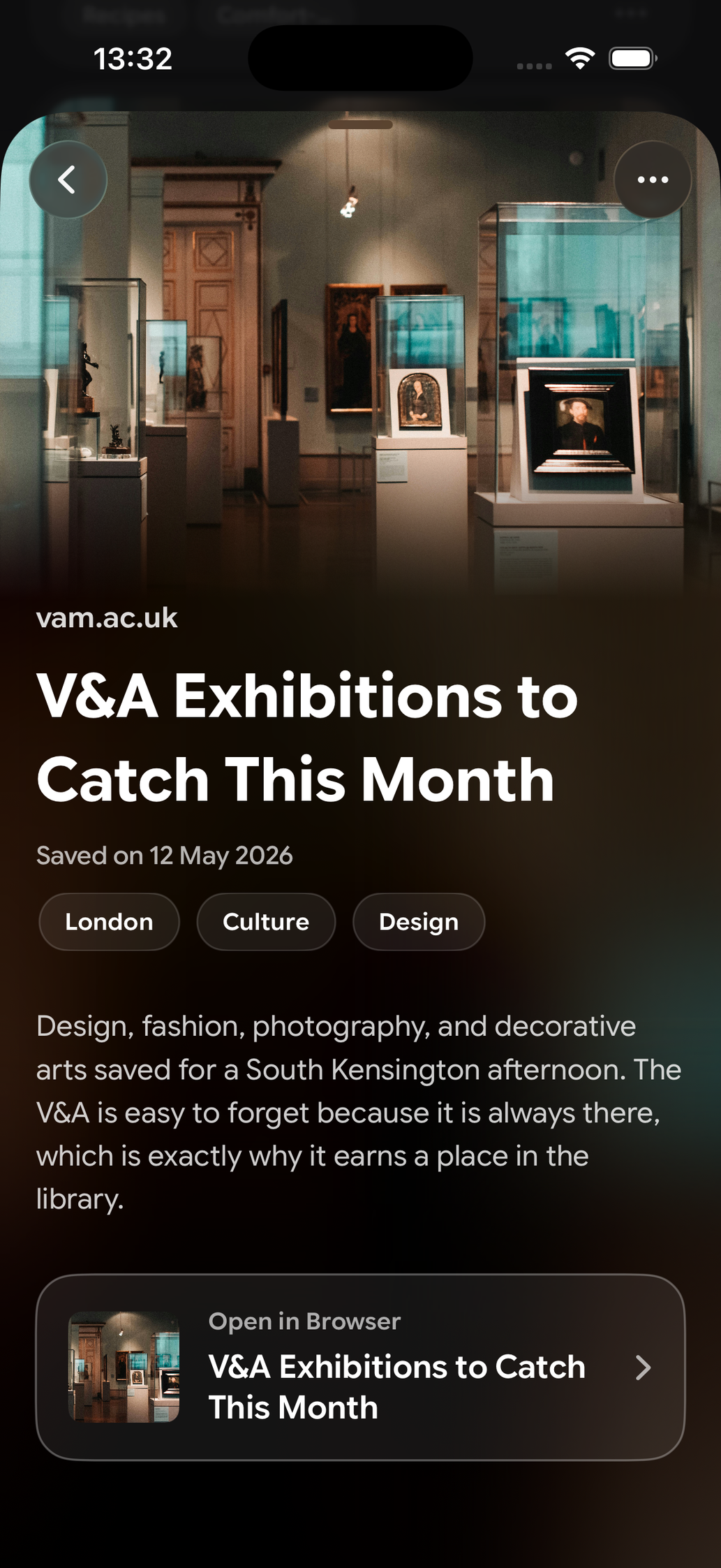 Read Later bookmark of a V&A museum exhibition